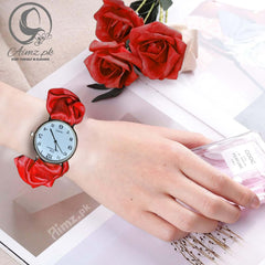 Red - Scrunchie Watch With Free Delivery - Aimz.pk