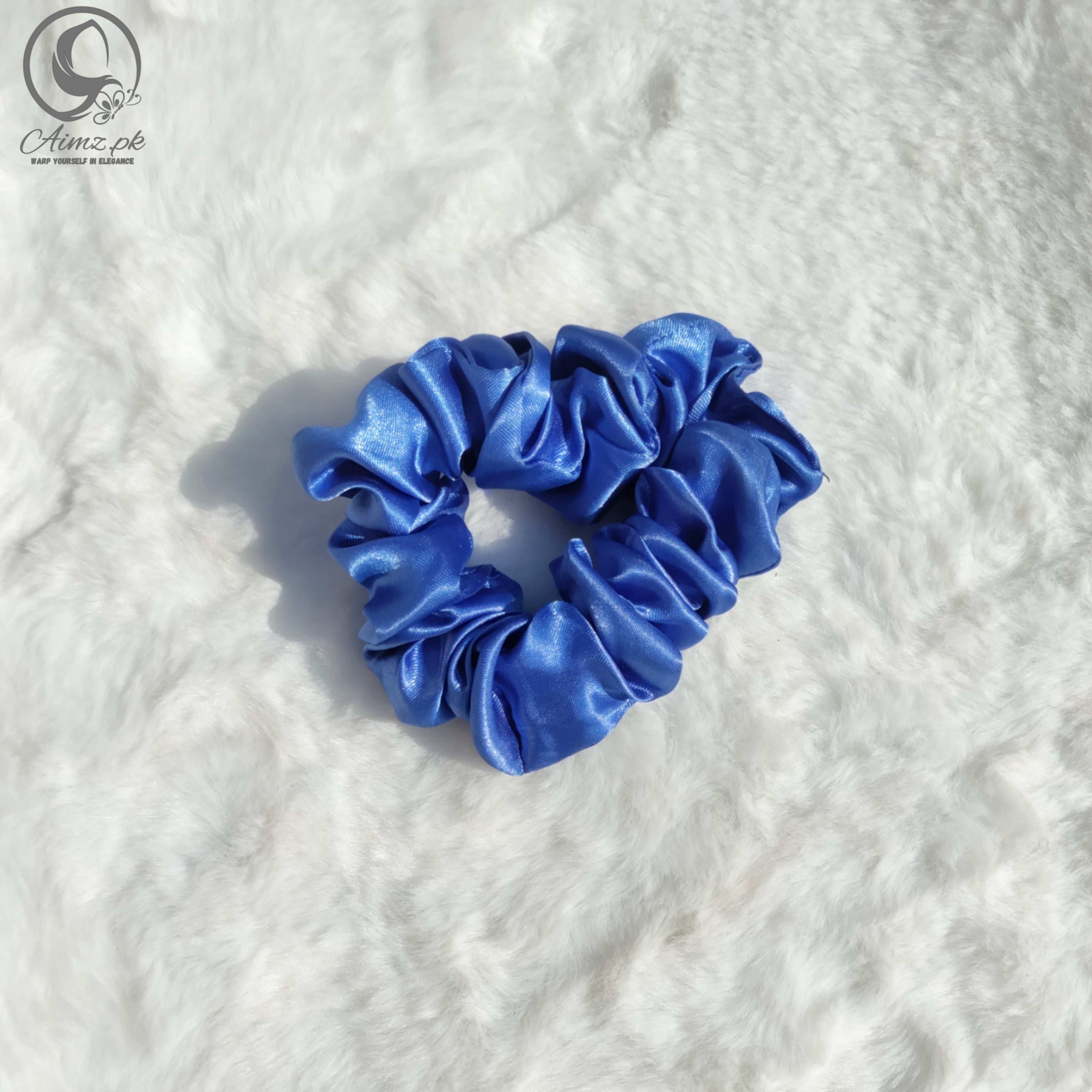 SOFT BLUE - Silk Scrunchies - Aimz.pk