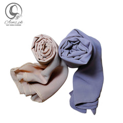 Georgette-Bundle Of 2 Hijabs - Aimz.pk