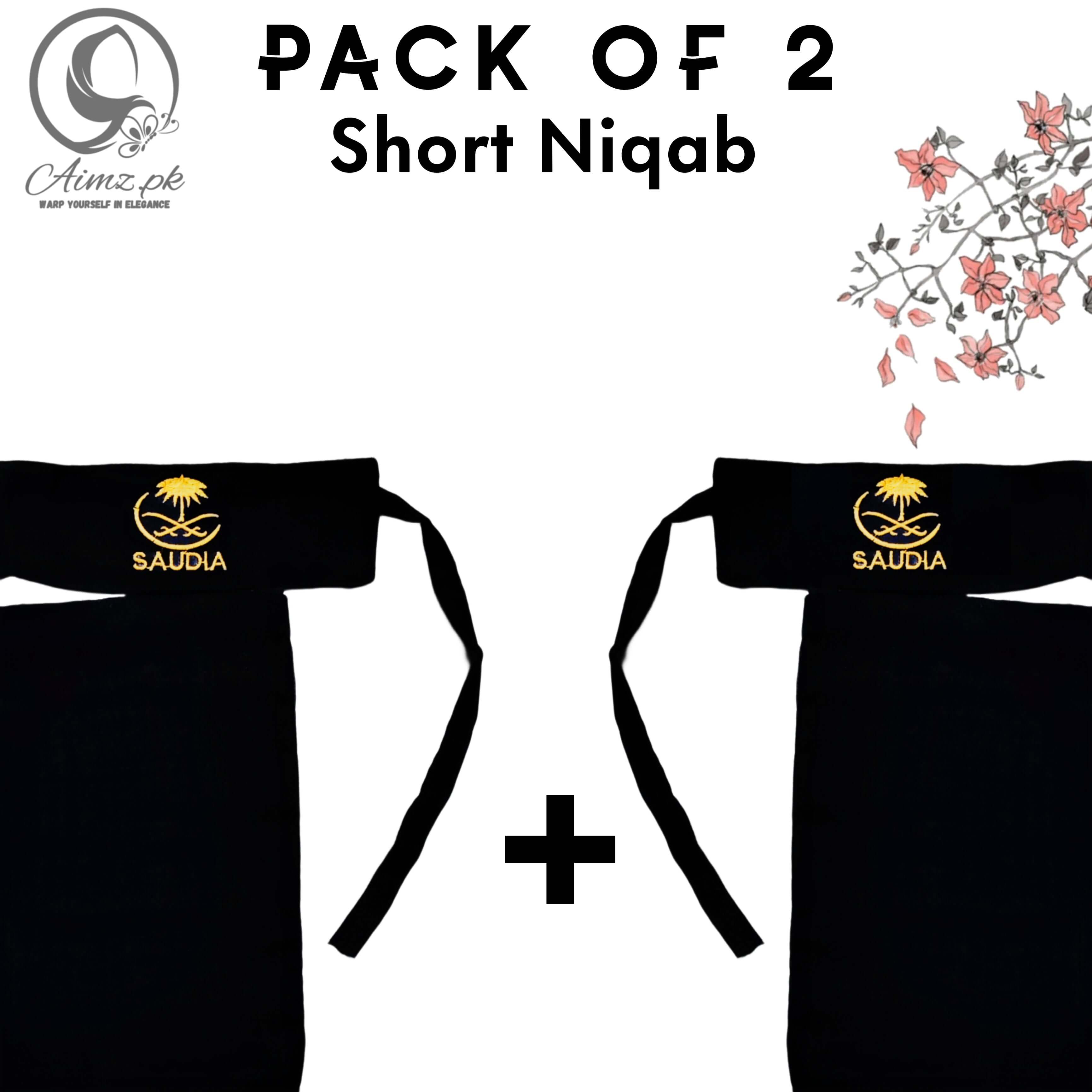 Pack Of 2 - Embroidery "SAUDIA" Niqabs With Free DC - Aimz.pk