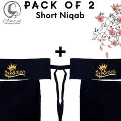 Pack Of 2 - Embroidery "QUEEN" Niqabs With Free DC - Aimz.pk