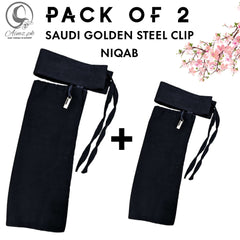 Pack Of 2 - Saudi Niqabs With Gold Steel Clip - Aimz.pk