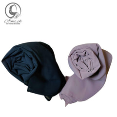 Georgette-Bundle Of 2 Hijabs - Aimz.pk