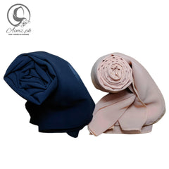 Georgette-Bundle Of 2 Hijabs - Aimz.pk