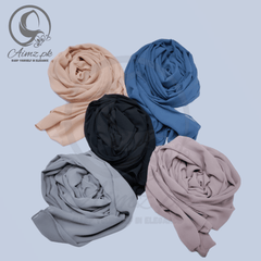 Georgette-Bundle of 5 Hijabs - Aimz.pk